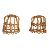 Paire d'appliques en bambou