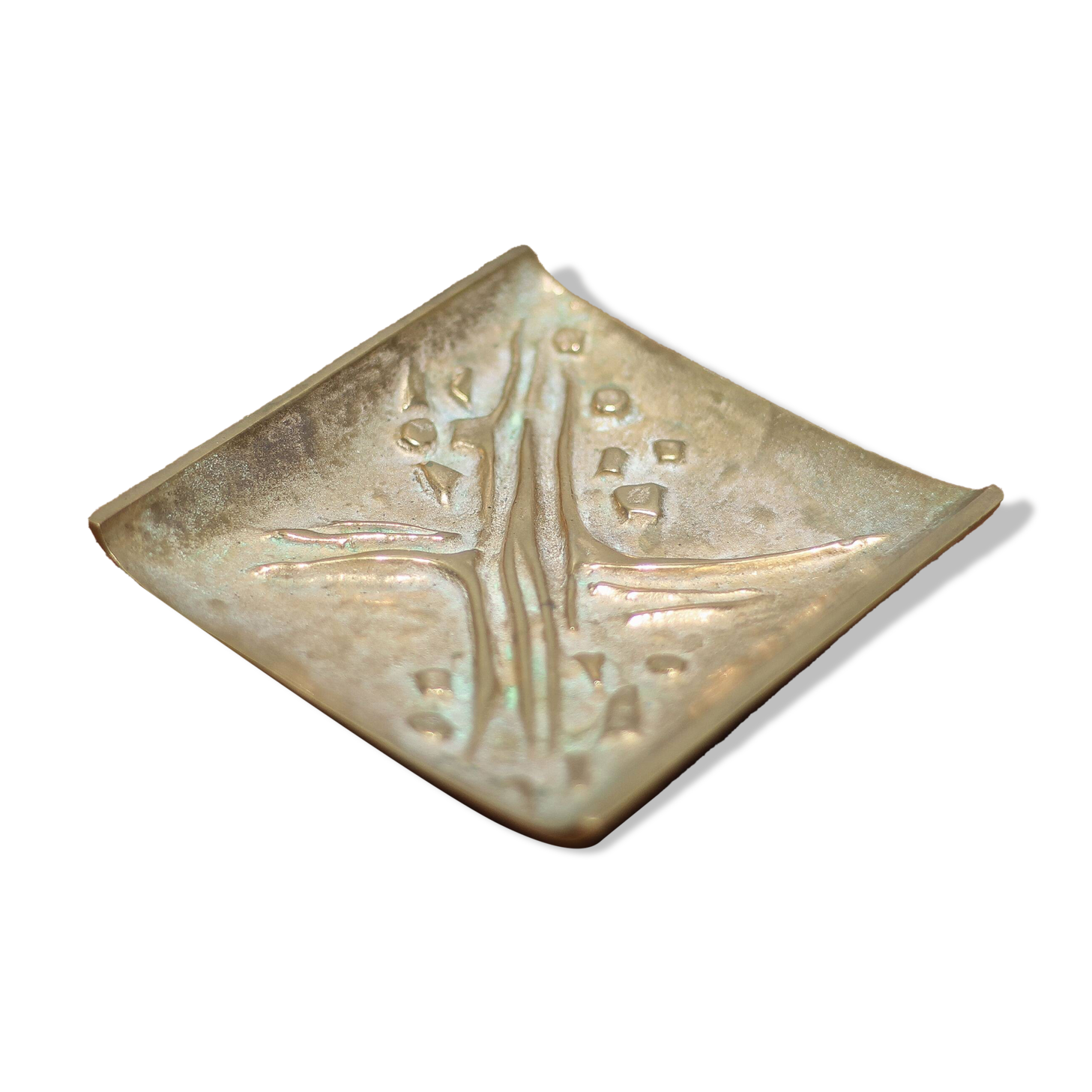 Bronze cup signed Jacques Lauterbach, empty pocket Brutalist bronze, abstract, collection, decoration