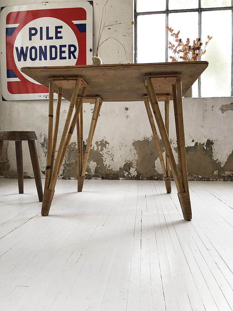 Vintage rattan meal table