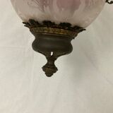 Hanging lamp Napoleon III frosted glass and enamelled glass