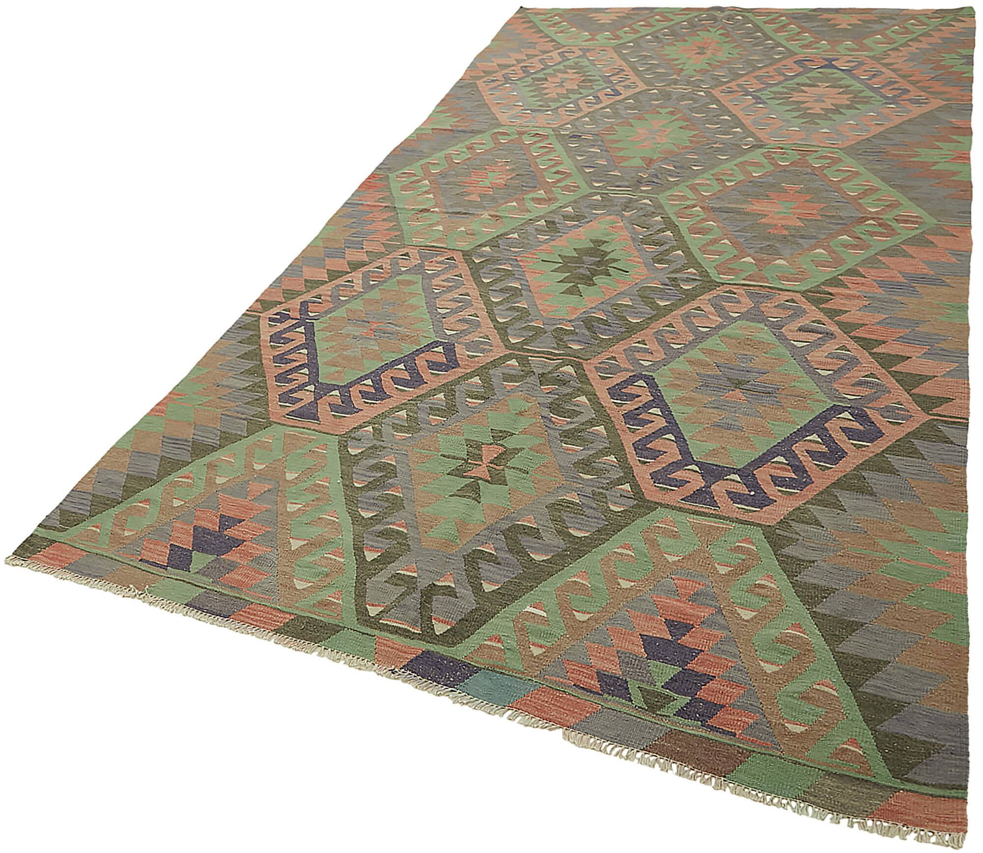 Turkish Handmade Vintage Anatolian Kilim 167 cm x 330 cm