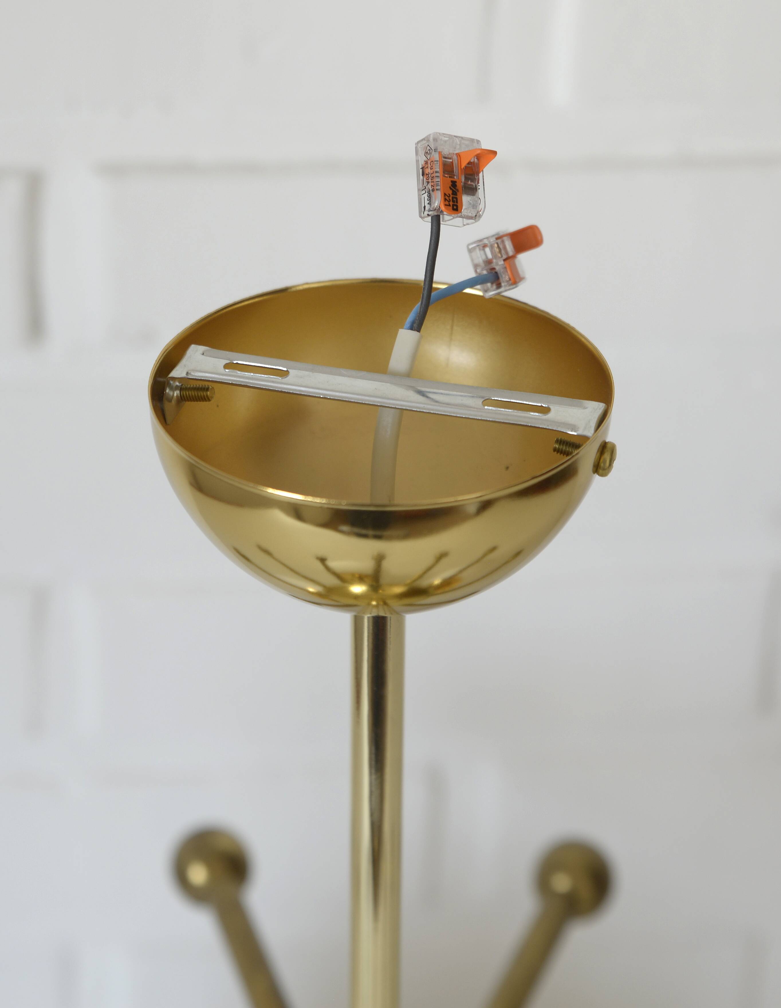 Vintage Sputnik Chandelier Gold Brass Space Age Redesign Pendant Lamp