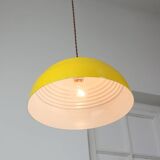 Lampe vintage restaurée en métal jaune, années 80