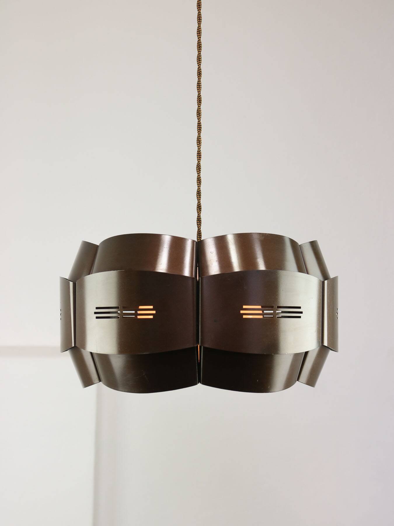 Vintage Italian Metal and Opaline Glass Pendant Lamp, 70s