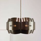 Vintage Italian Metal and Opaline Glass Pendant Lamp, 70s