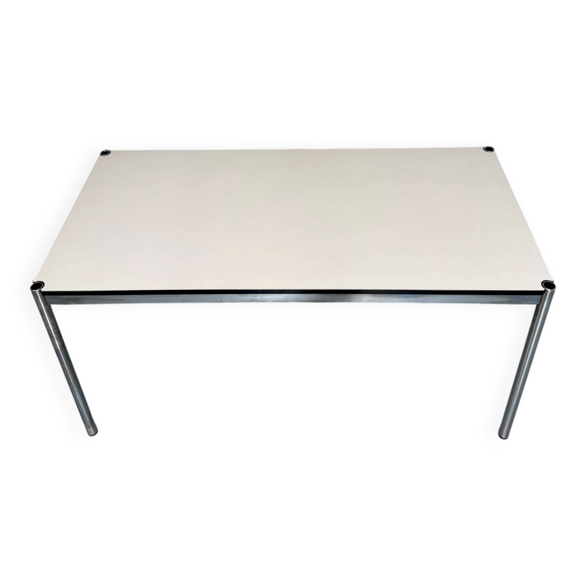 Bureau ou table design USM Haller plateau blanc structure métal