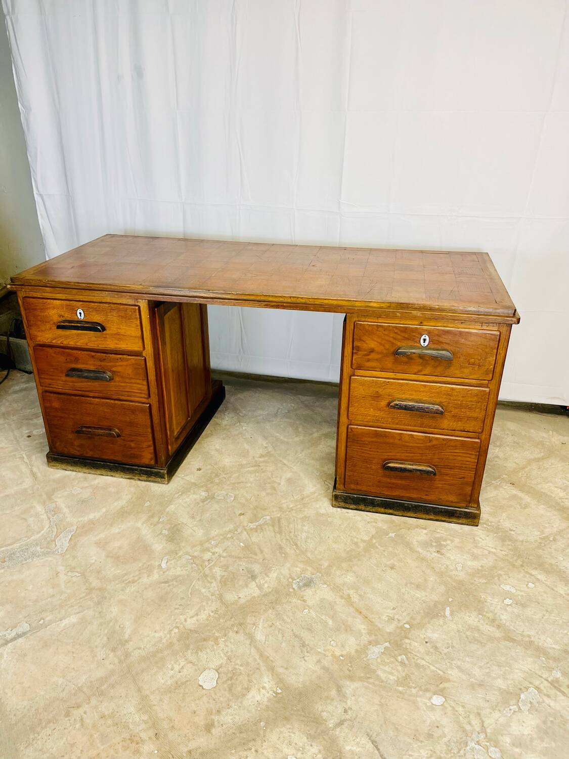 Wooden desk with pedestals