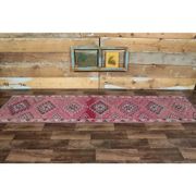 Vintage neutral pink Turkish hand-knotted runner 83x332