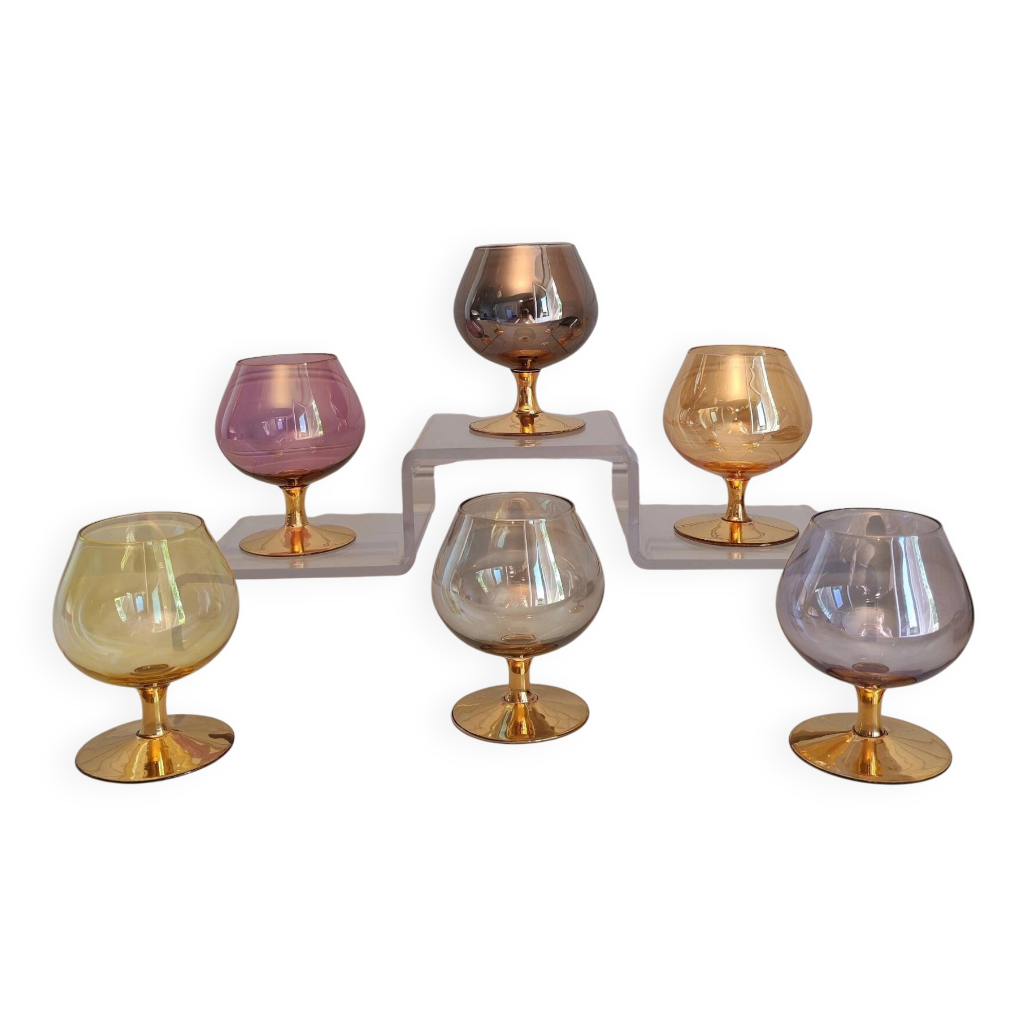 6 vintage cognac glasses