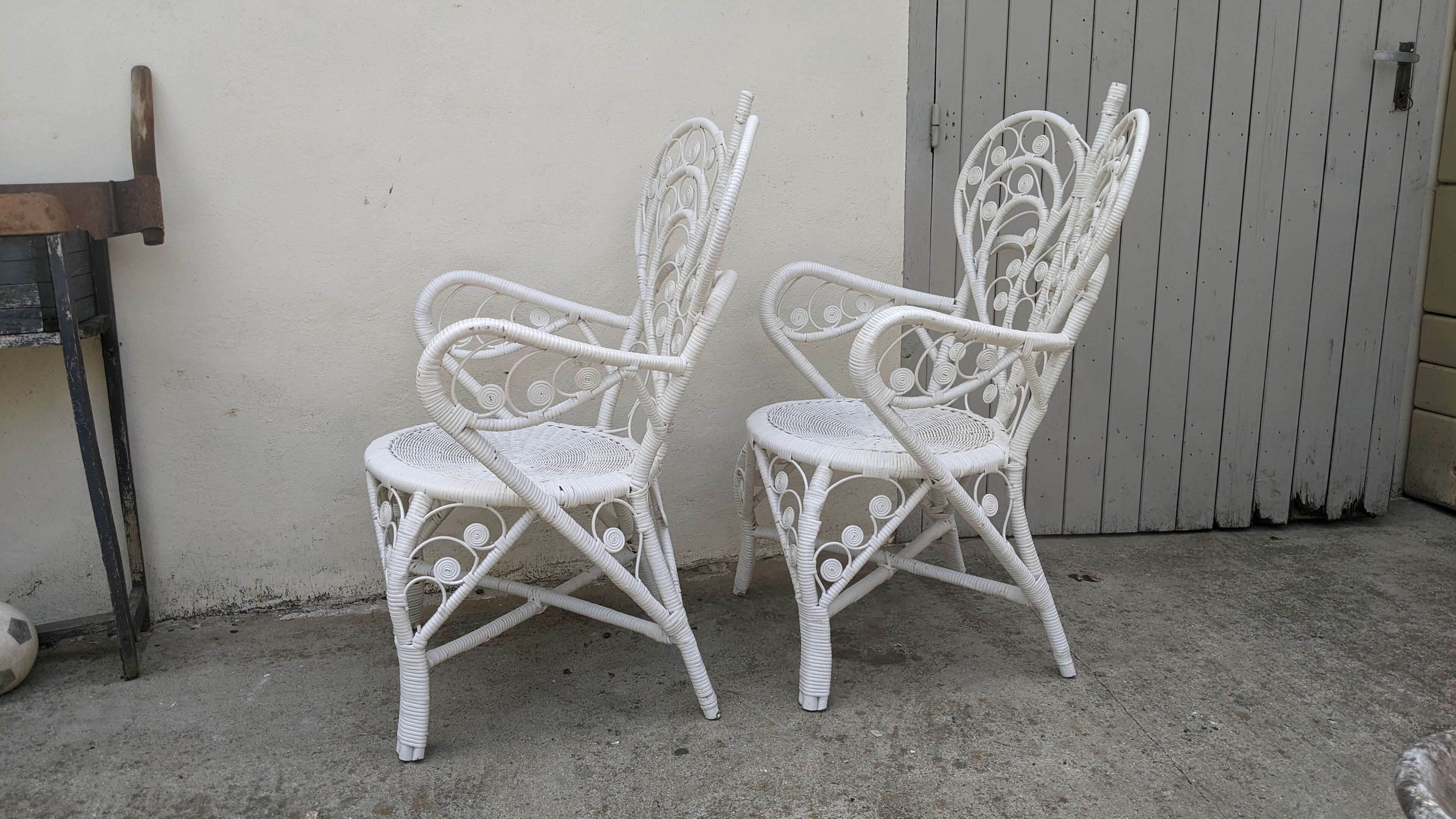 Peacock rattan armchairs