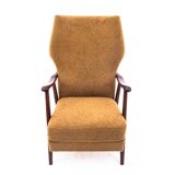 Yellow vintage armchair in bouclé fabric, Denmark, 1960s. After restoration.