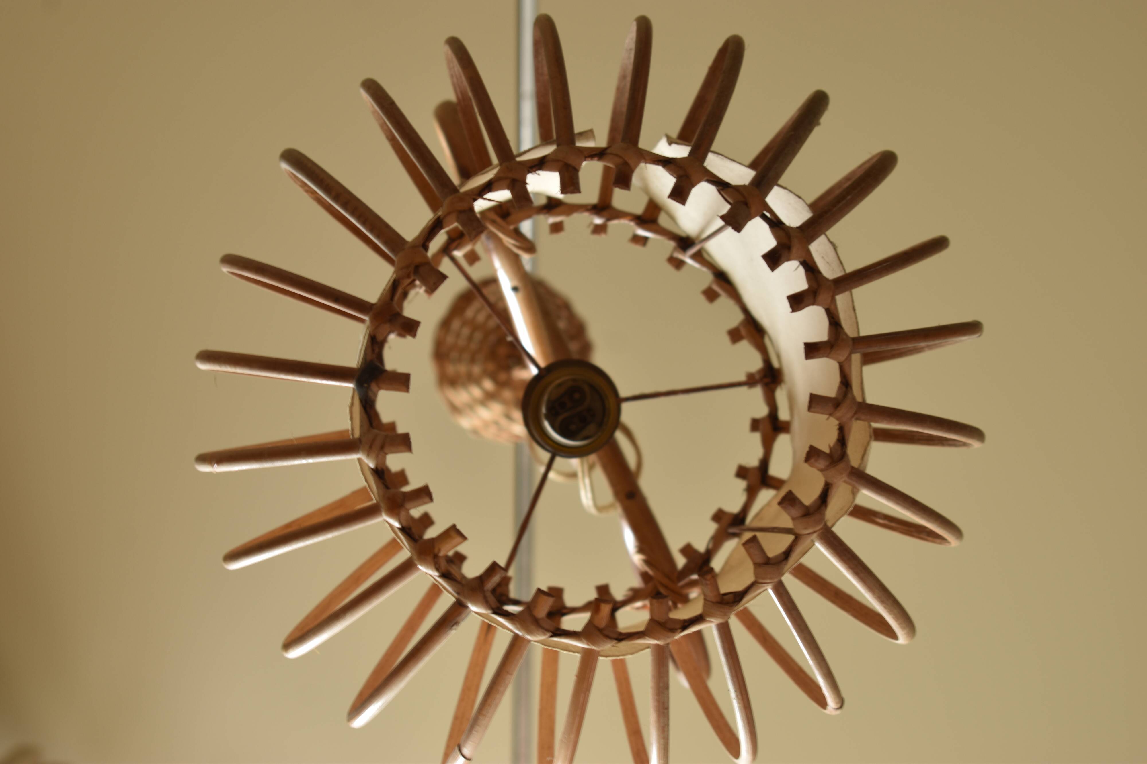 Vintage rattan chandelier 60s