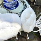 Garden furniture in white wrought iron and beveled glass early twentieth century