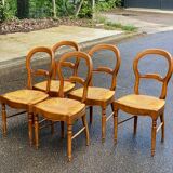 4 or 5 Louis Philippe chairs in solid wood and straw