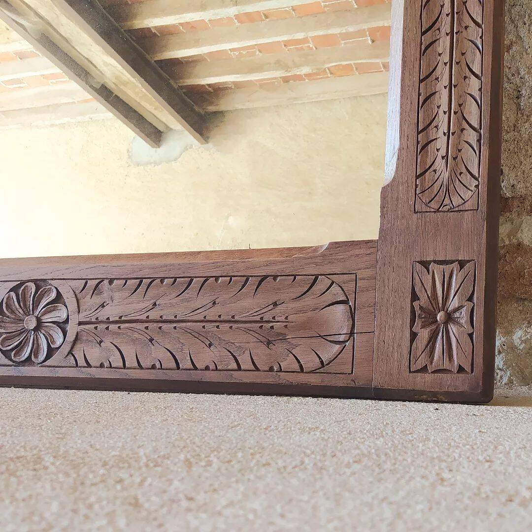 Carved wooden mirror