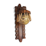 Sconce in wood and yellow glass ball from the 1960/1970