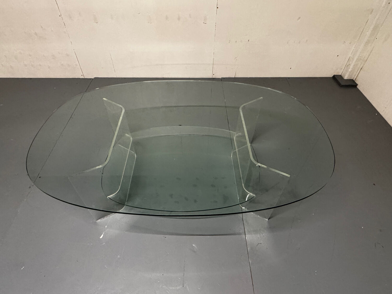 Space Age Italian modern Glass and Perspex Coffee Table, 1990s