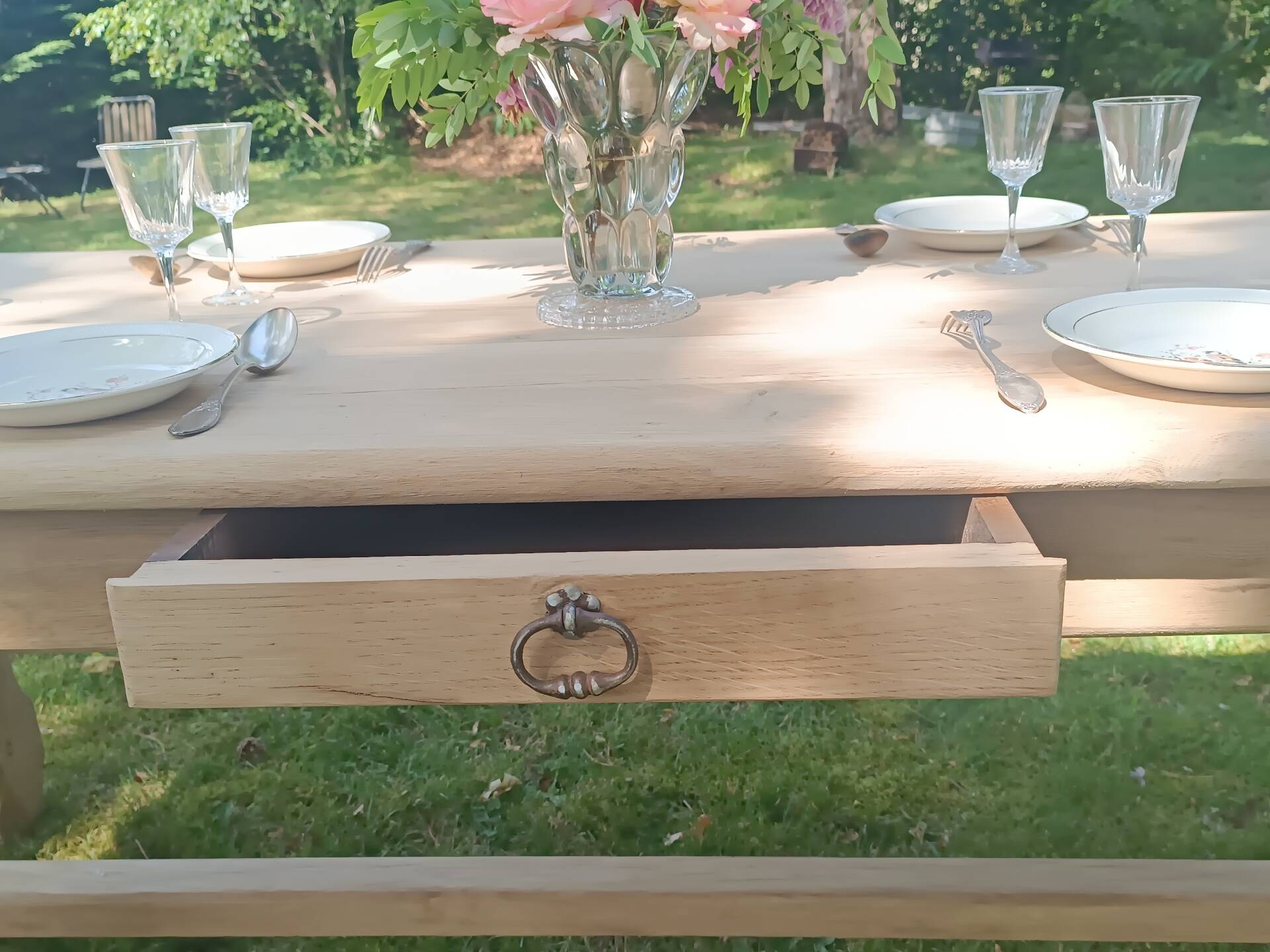Renovated solid oak farmhouse table