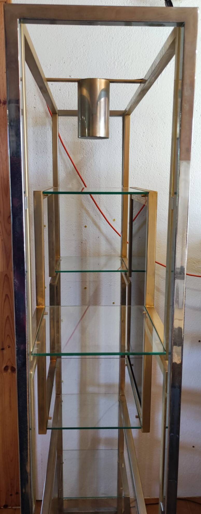 Kim MOLTZER illuminated bookcase in chromed metal.