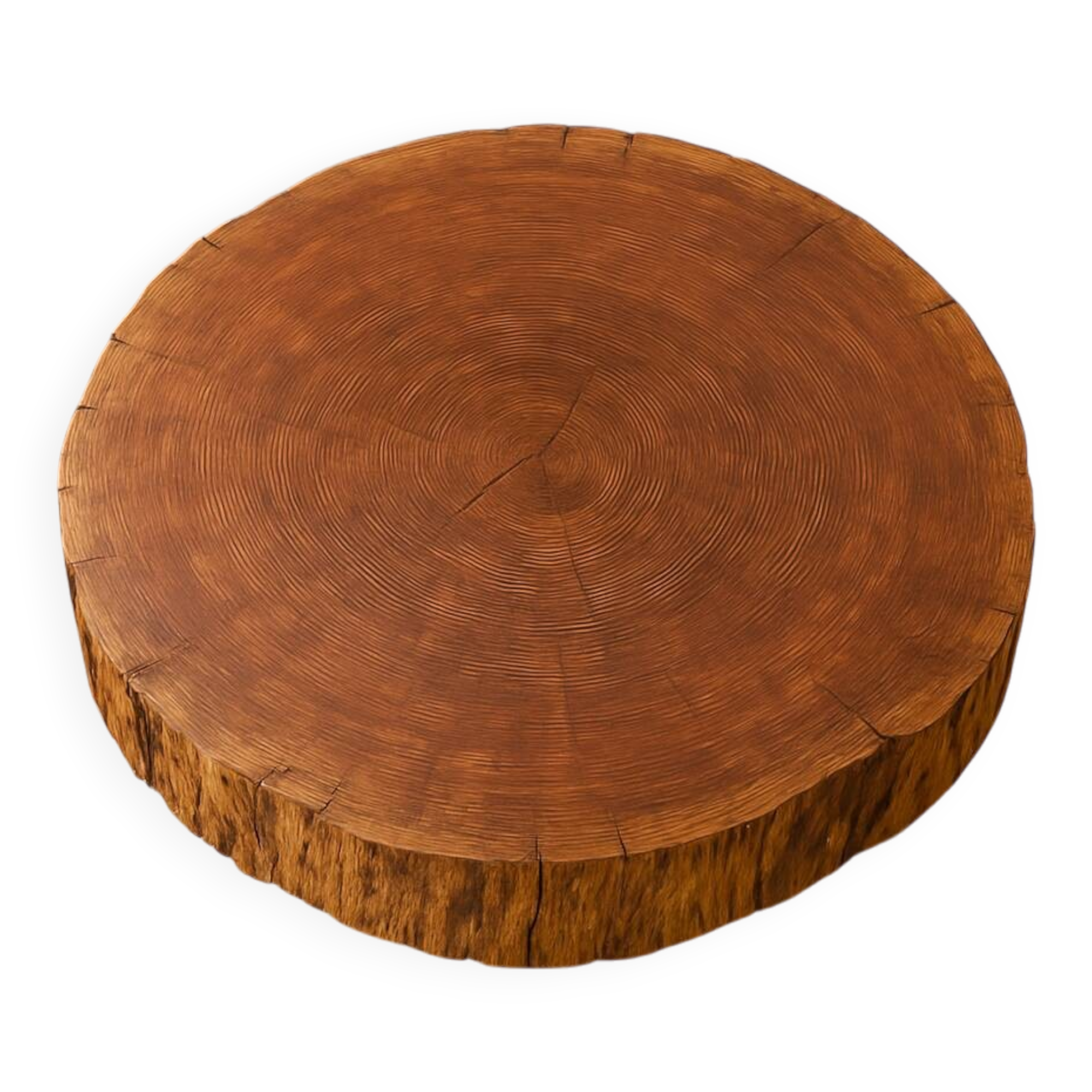 Coffee table made of solid, century-old sequoia, treated and oiled