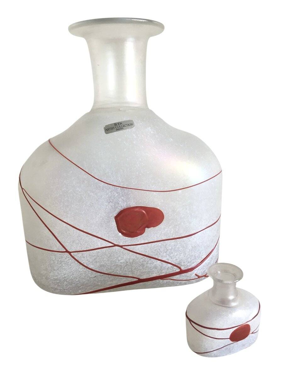 Frosted blown glass vases - (Galaxy Red model) by Bertil Vallien, Sweden 1986