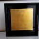Japanese black lacquered wooden tray decorated with aze gold leaf