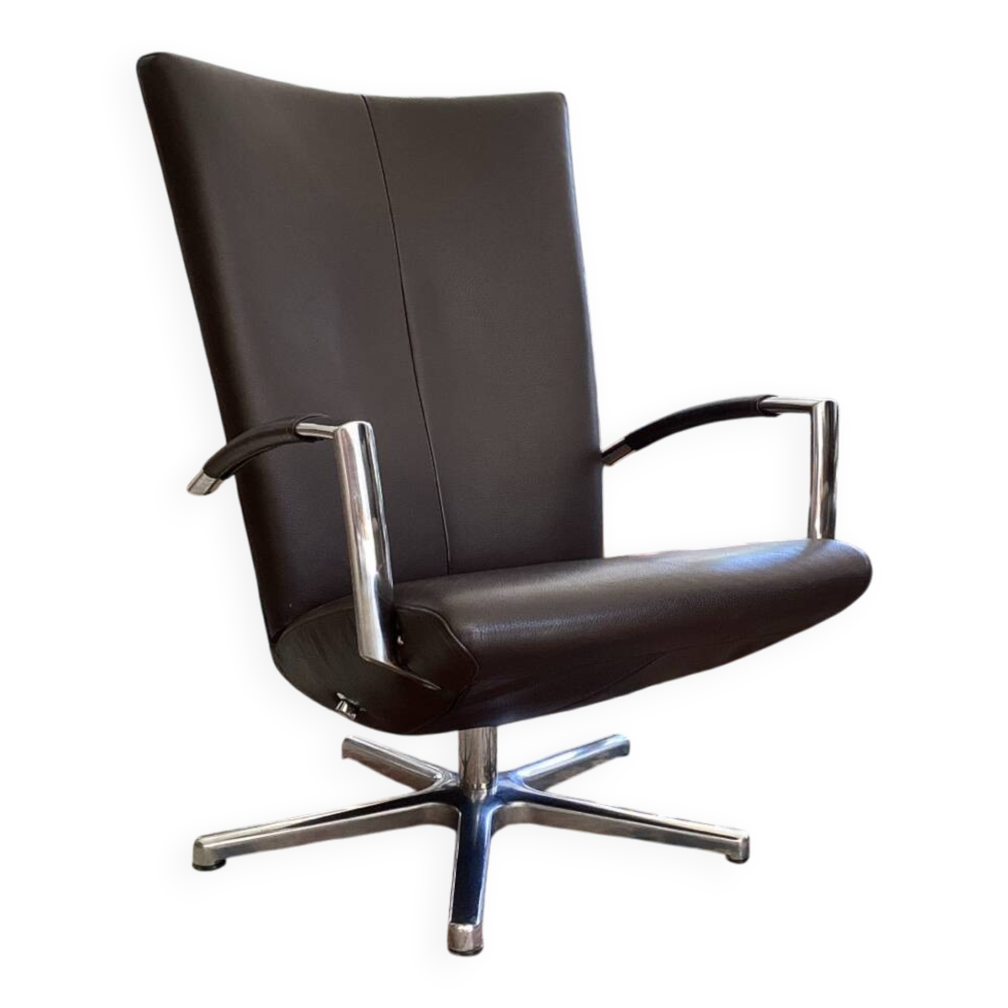 Chocolate leather swivel chair