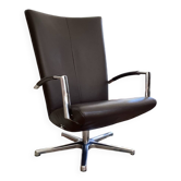 Fauteuil pivotant en cuir chocolat