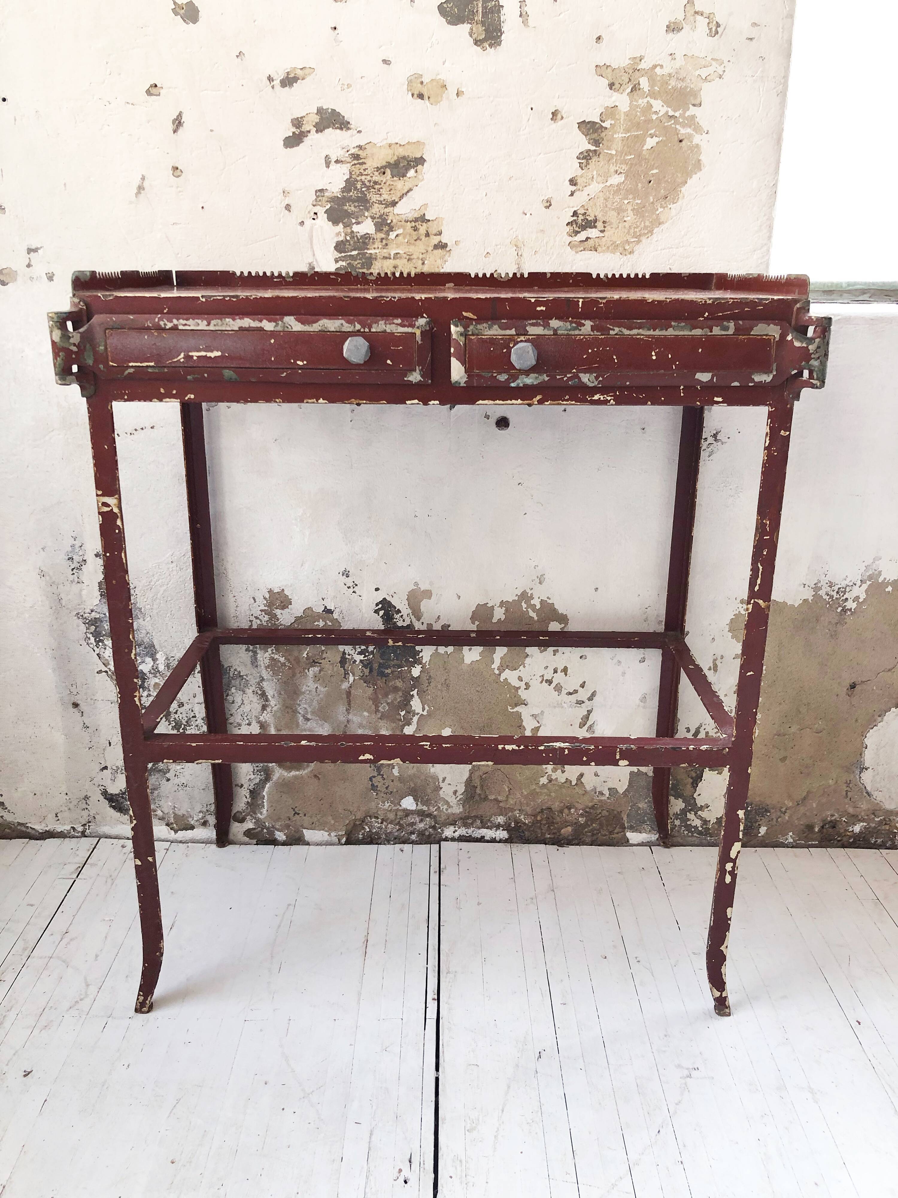 19th metal patinated dentist furniture