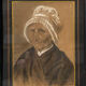 Old painting, portrait of a Breton woman with a white headdress at the end of the nineteenth century