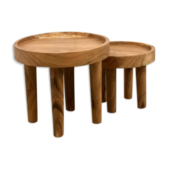 Set of 2 wabisabi style side tables