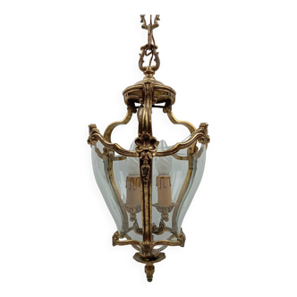 Lanterne bronze doré & verre galbé de style Louis XV / Rococo