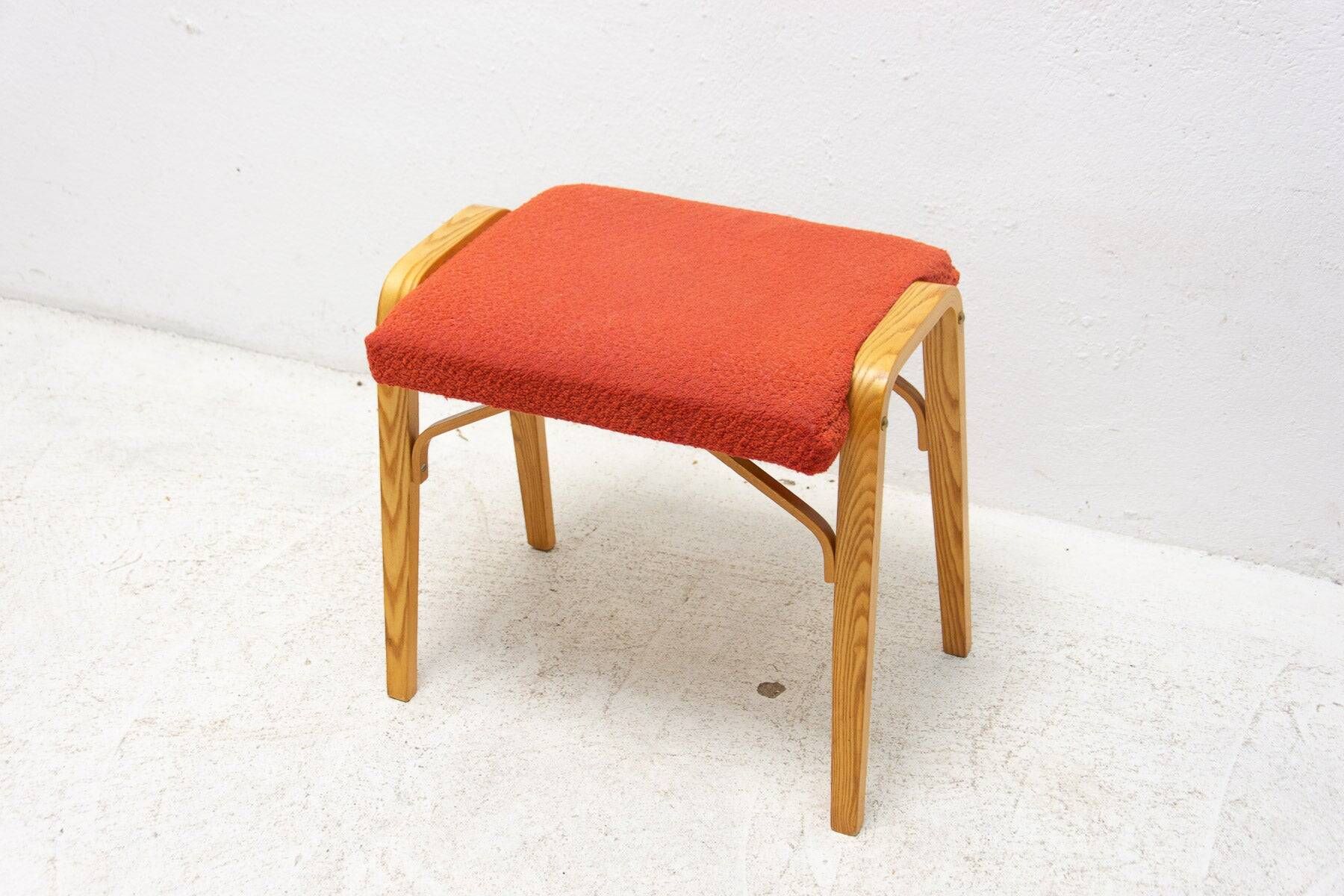 Mid-century bentwood stool by Dřevopodnik Holešov, wooden seating, 1970s