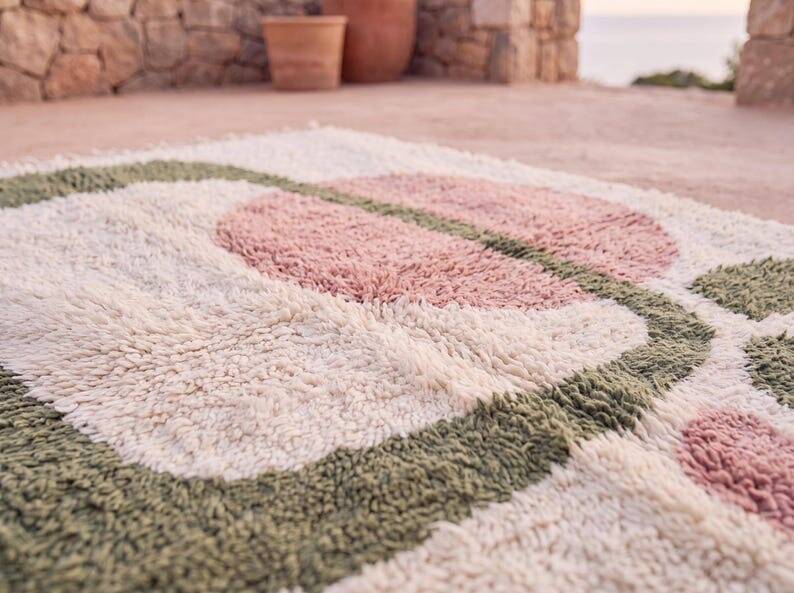 Tapis en laine pure fait main 2/3 m