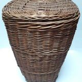 Wicker storage laundry basket and lid