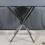 Small Mikado Table in Glass and Chromed Metal – 1970s