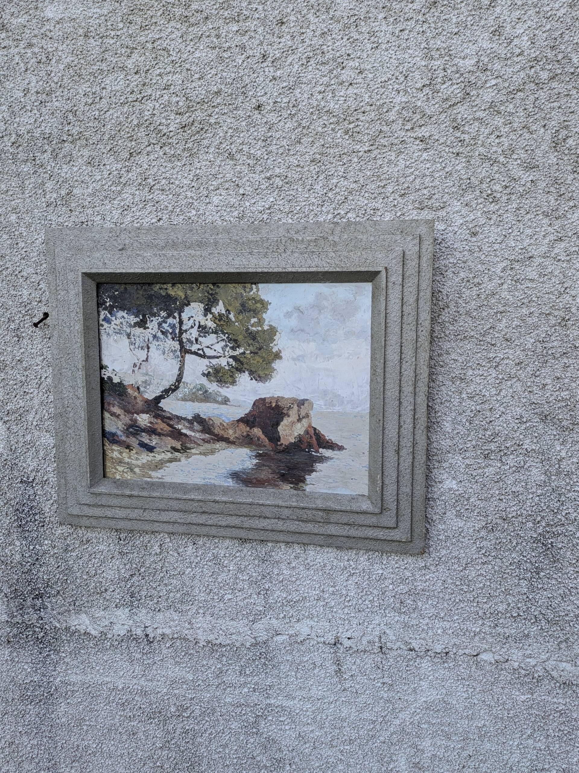 Oil on canvas, coastal landscape