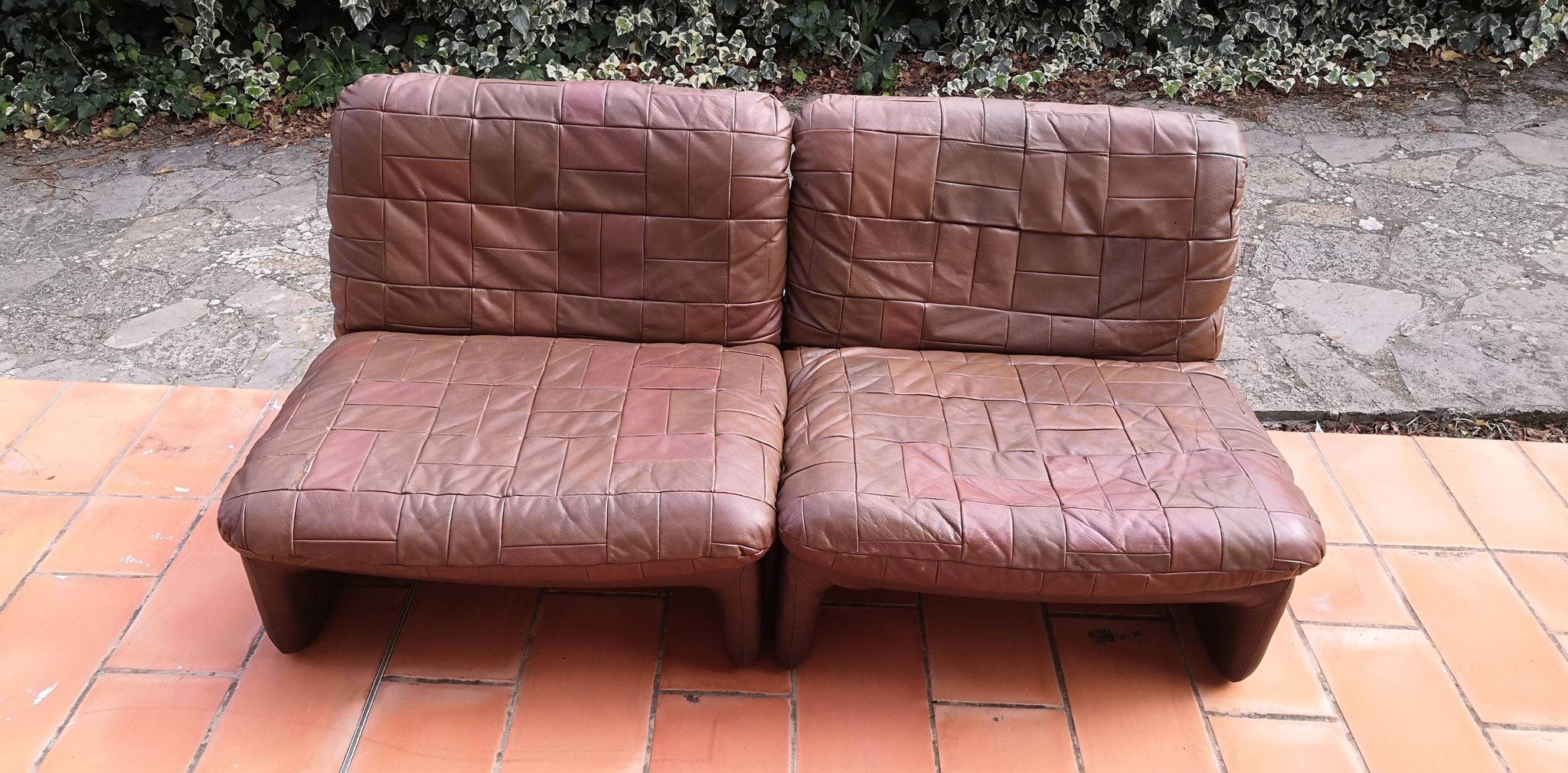 Tranas Sweden patchwork leather heaters by OVERMAN, 1970 Set of 2