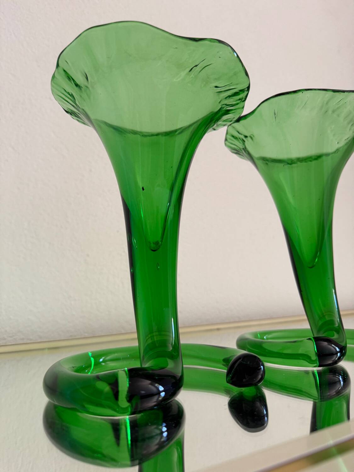 Blown glass cone vases from the 60s