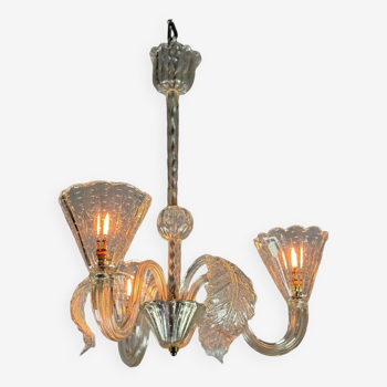 Venetian chandelier in colorless murano glass circa 1940