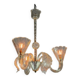 Venetian chandelier in colorless murano glass circa 1940
