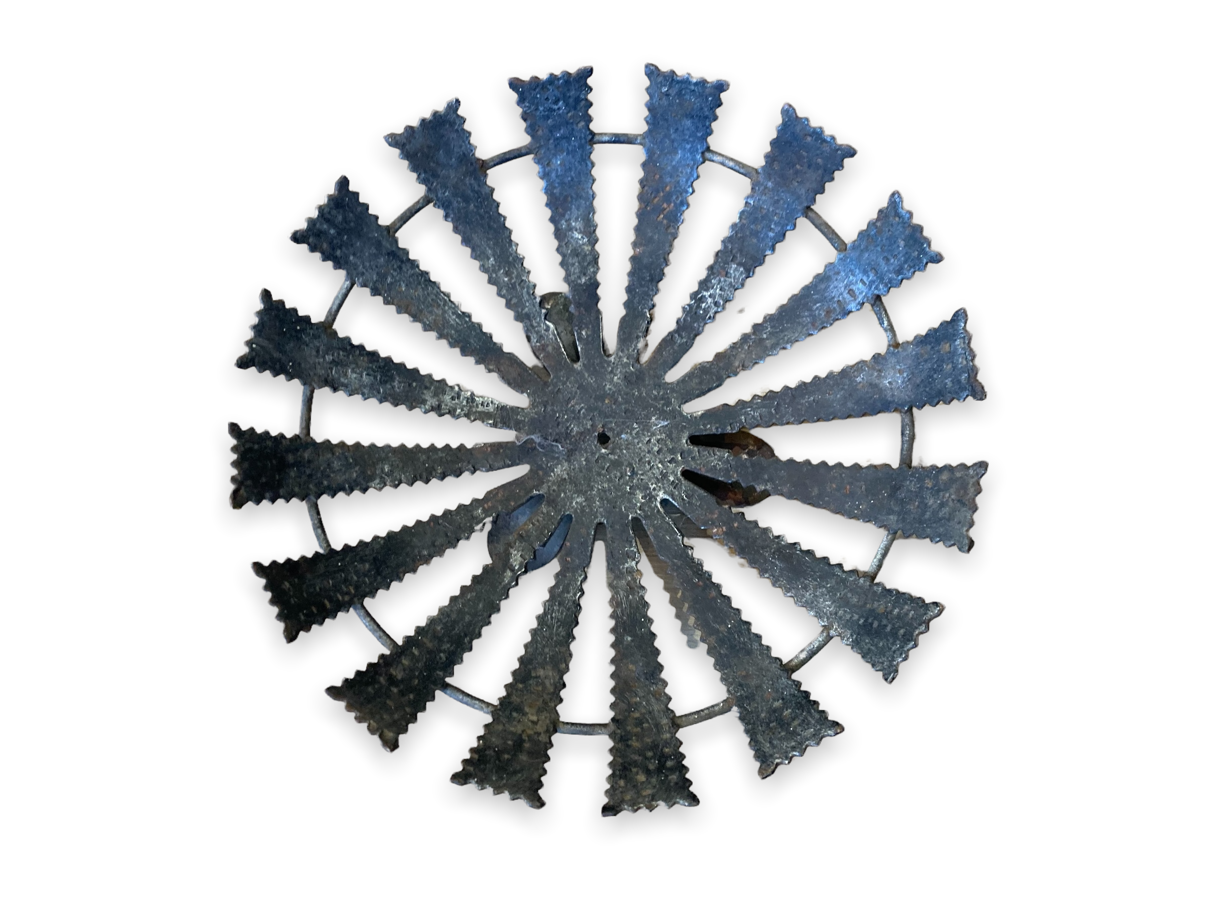 Large modernist brutalist iron basket