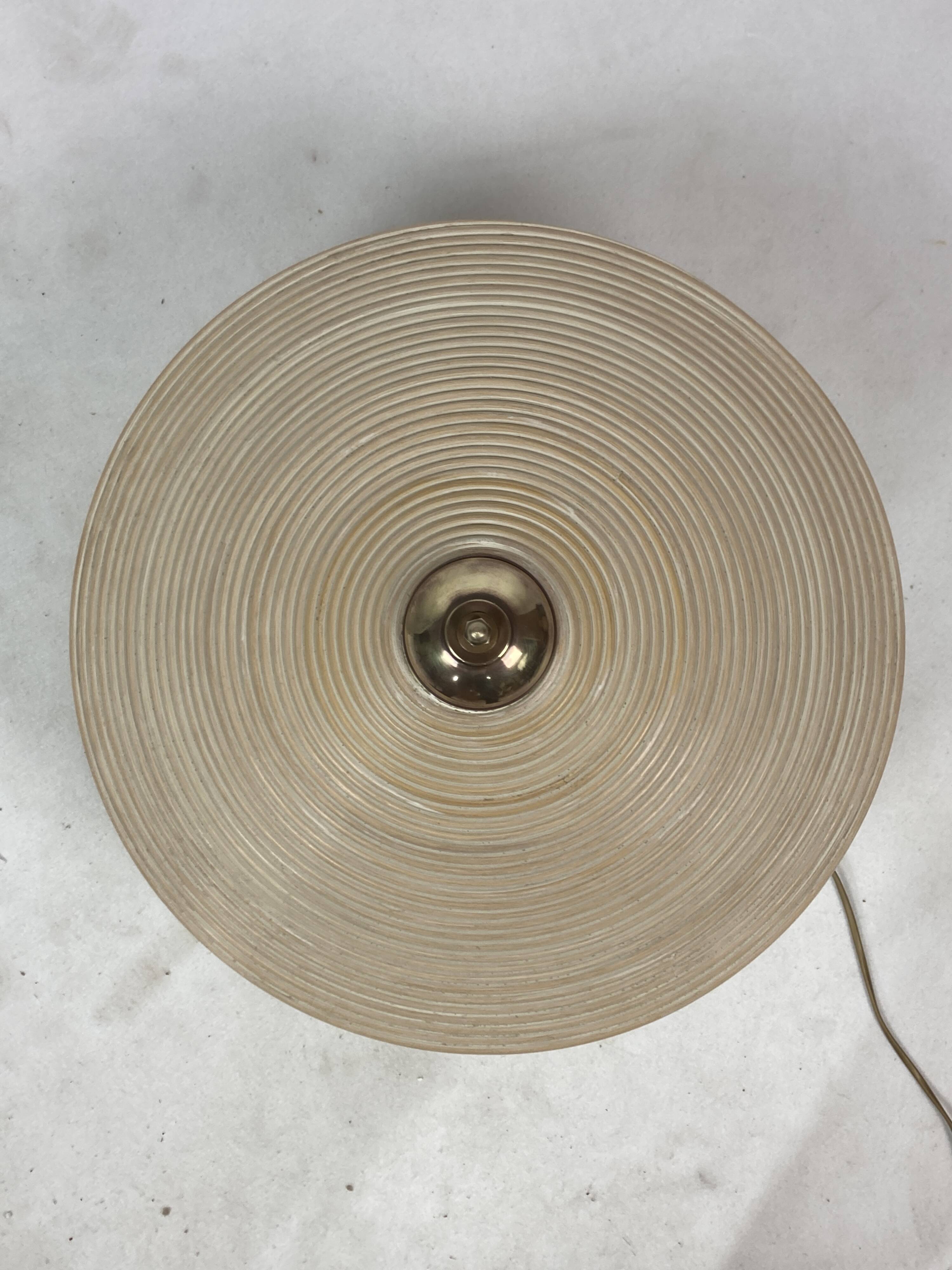 Lampe de table "théière" en rotin et bambou, Italie, années 1970