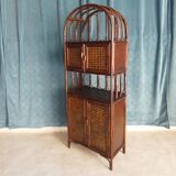 Library in Bamboo and Cane of Rattan Varnish Brown circa 1970 H 175 cm