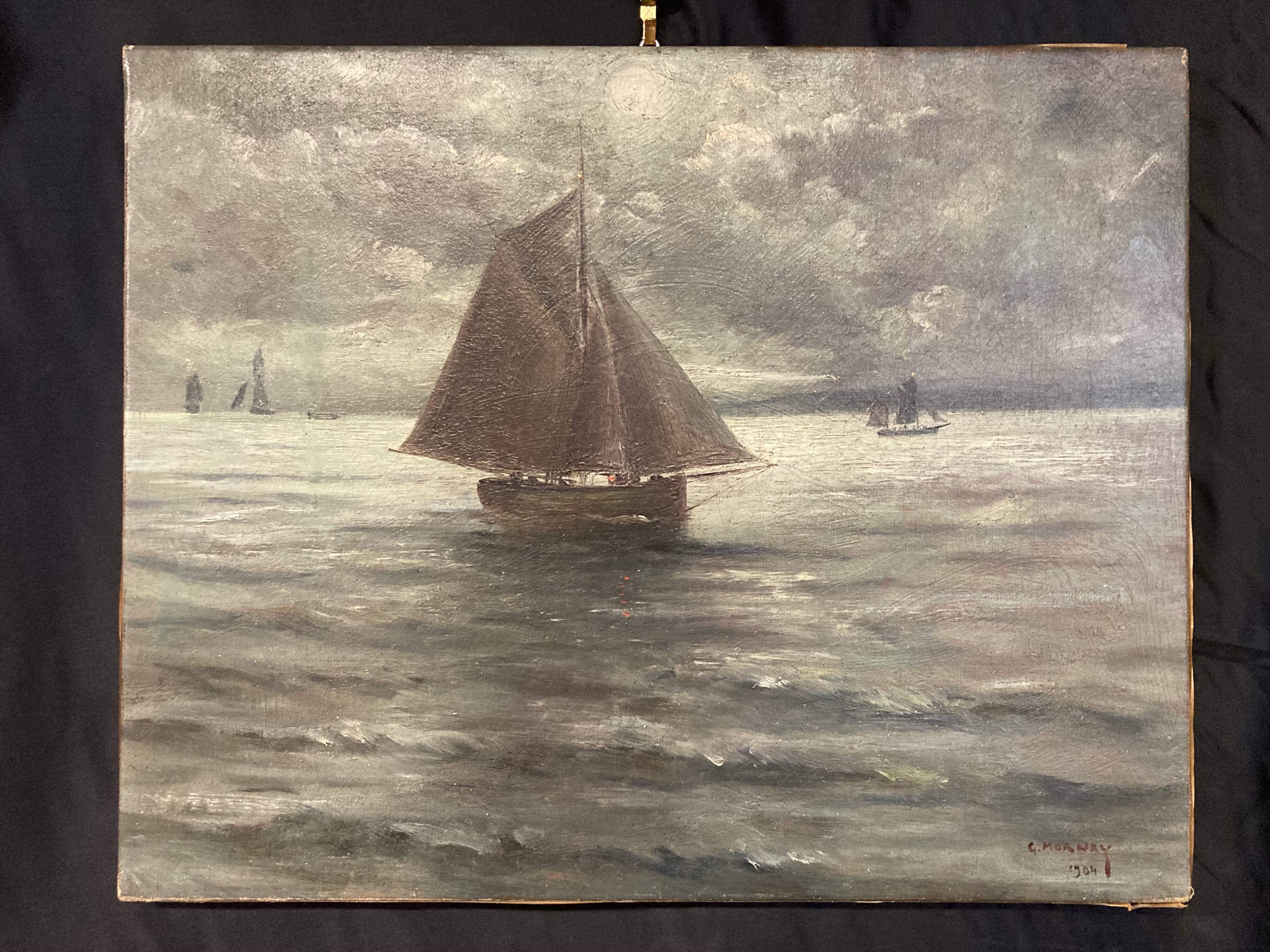 Huile sur toile, Le Vieux Gréement, Marine signée et datée