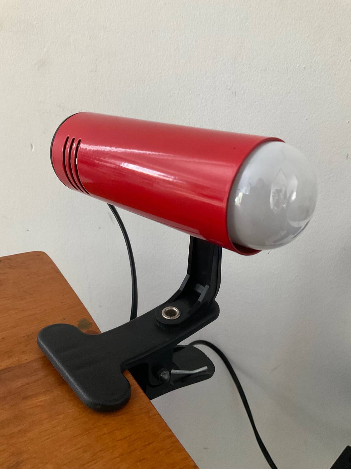 Vintage red metal clip lamp
