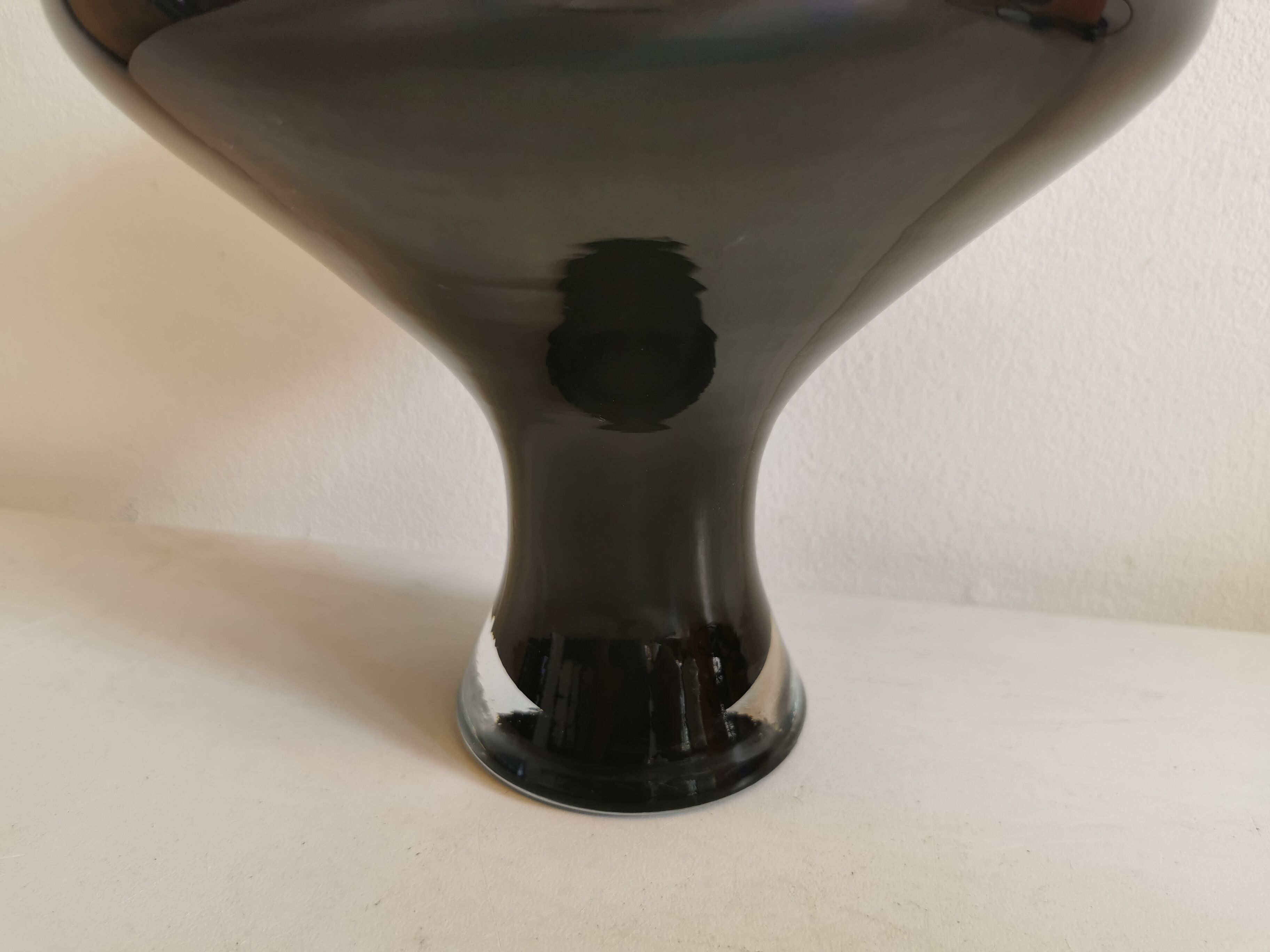 Large Danish glass vase in deep purple/black colour..