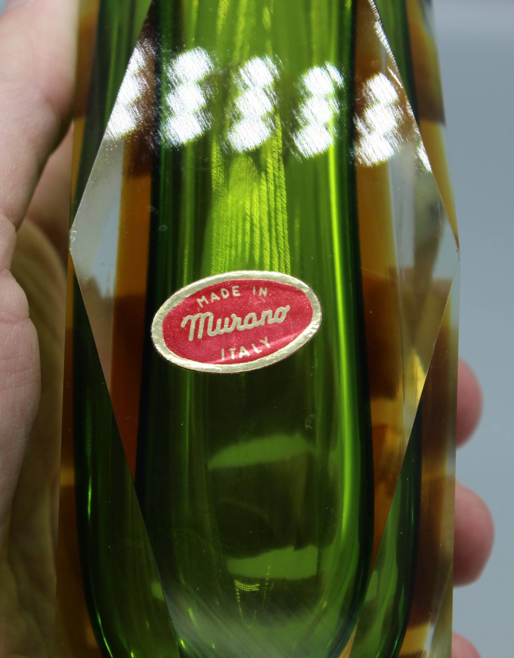 Vintage sommerso vase murano glass flavio polished seguso italy 1970