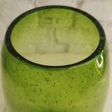 Vintage green bubble glass cylindrical vase - Scandinavian style