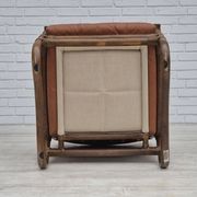 1970s, Scandinavian armchair, original very good condition, bamboo, leather.